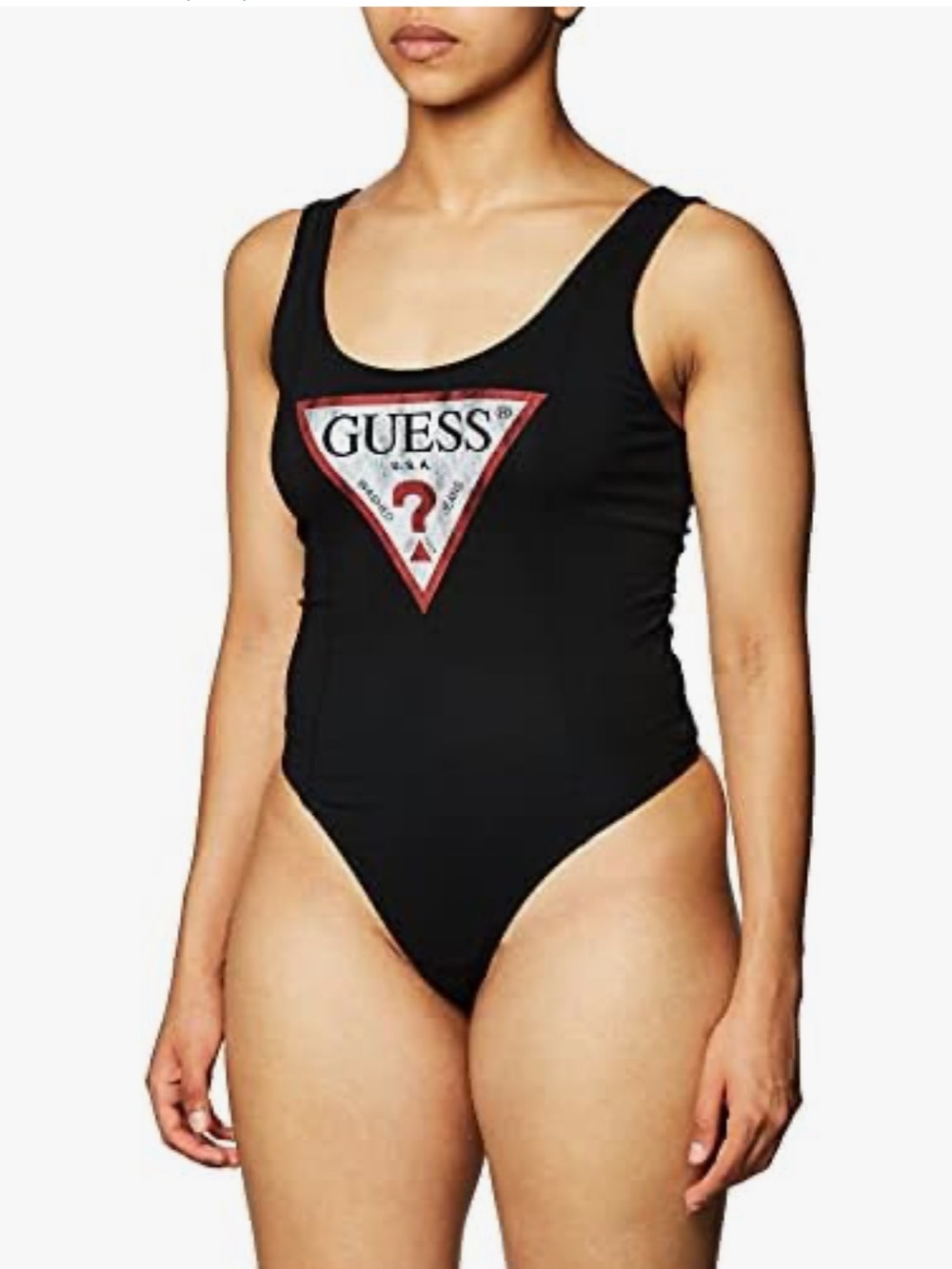 Guess Double Scoop Sleeveless Bodysuit Black Size XS